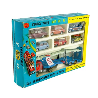 Lot 878 - Corgi Toys Car Transporter with six cars Gift Set No. 48