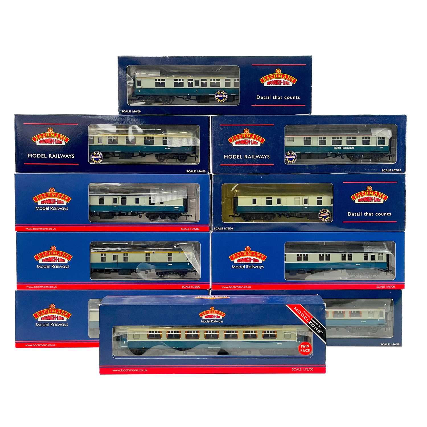 Lot 623 - Bachmann boxed "00" BR MK1 blue & grey various coaches including sleeping, pullman (x11)