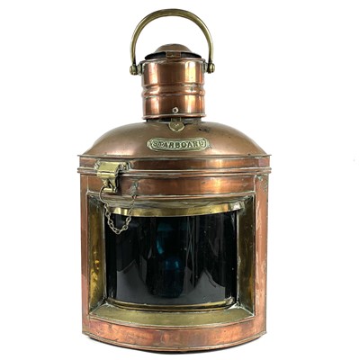 Lot 161 - A ship's copper and brass Starboard lantern.