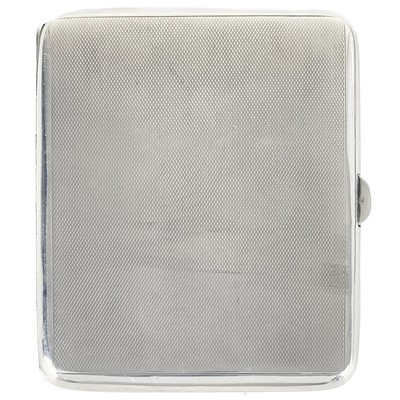 Lot 144 - A George VI silver engine turned cigarette case.