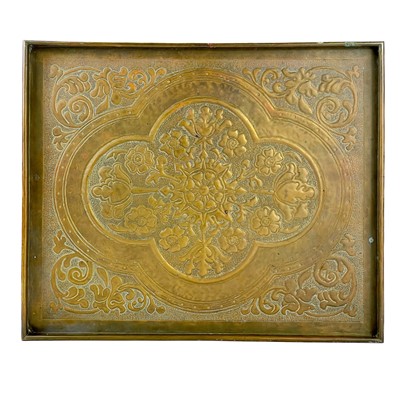 Lot 153 - A Keswick School of Industrial Arts rectangular brass tray.