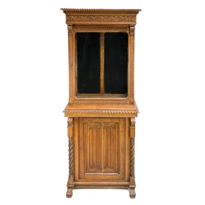 Lot 202 - A Victorian oak two part cabinet.