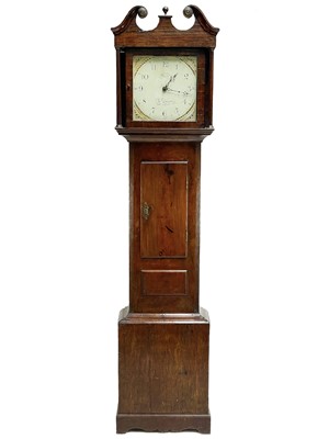 Lot 117 - A late George III oak thirty-hour longcase clock.