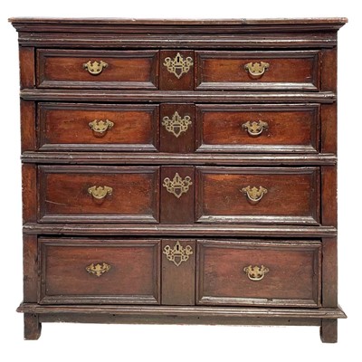 Lot 90 - An 18th century oak chest of drawers.