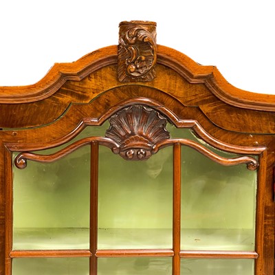 Lot 129 - A late 19th century Dutch walnut wall hanging display cabinet.