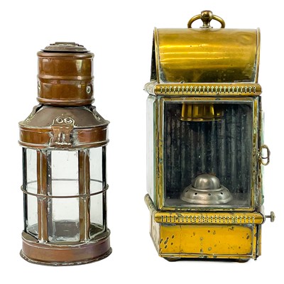 Lot 205 - A late Victorian copper candle lantern.