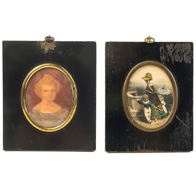 Lot 30 - A 19th century miniature portrait on paper.