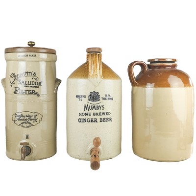 Lot 82 - A stoneware Mumbys home brewed ginger beer flagon.