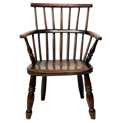 Lot 14 - A beech, ash and elm child's Windsor chair.