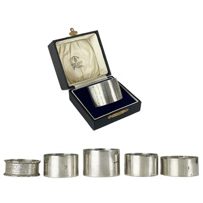 Lot 203 - A selection of six assorted napkin rings.