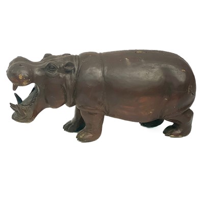 Lot 345 - A large Brown painted hardwood figure of a  Hippo.