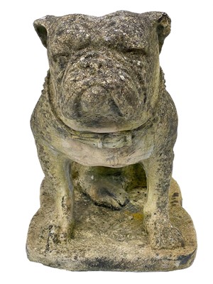 Lot 341 - A reconstituted stone garden figure of a seated Bulldog.