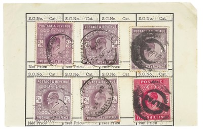 Lot 389 - Great Britain - King Edward VII 2/6d and 5/- values (x6) - high catalogue value