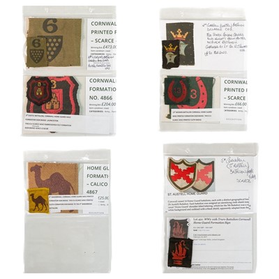 Lot 261 - Unusual collection of Cornwall World War 2 Home Guard patches / fliers (x7)