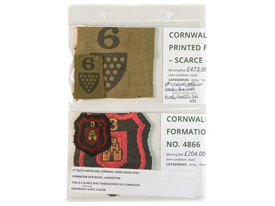 Lot 261 - Unusual collection of Cornwall World War 2 Home Guard patches / fliers (x7)