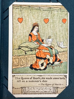 Lot 916 - Postcard album - 185 cards, Bamforth, Randolph Caldecott et.