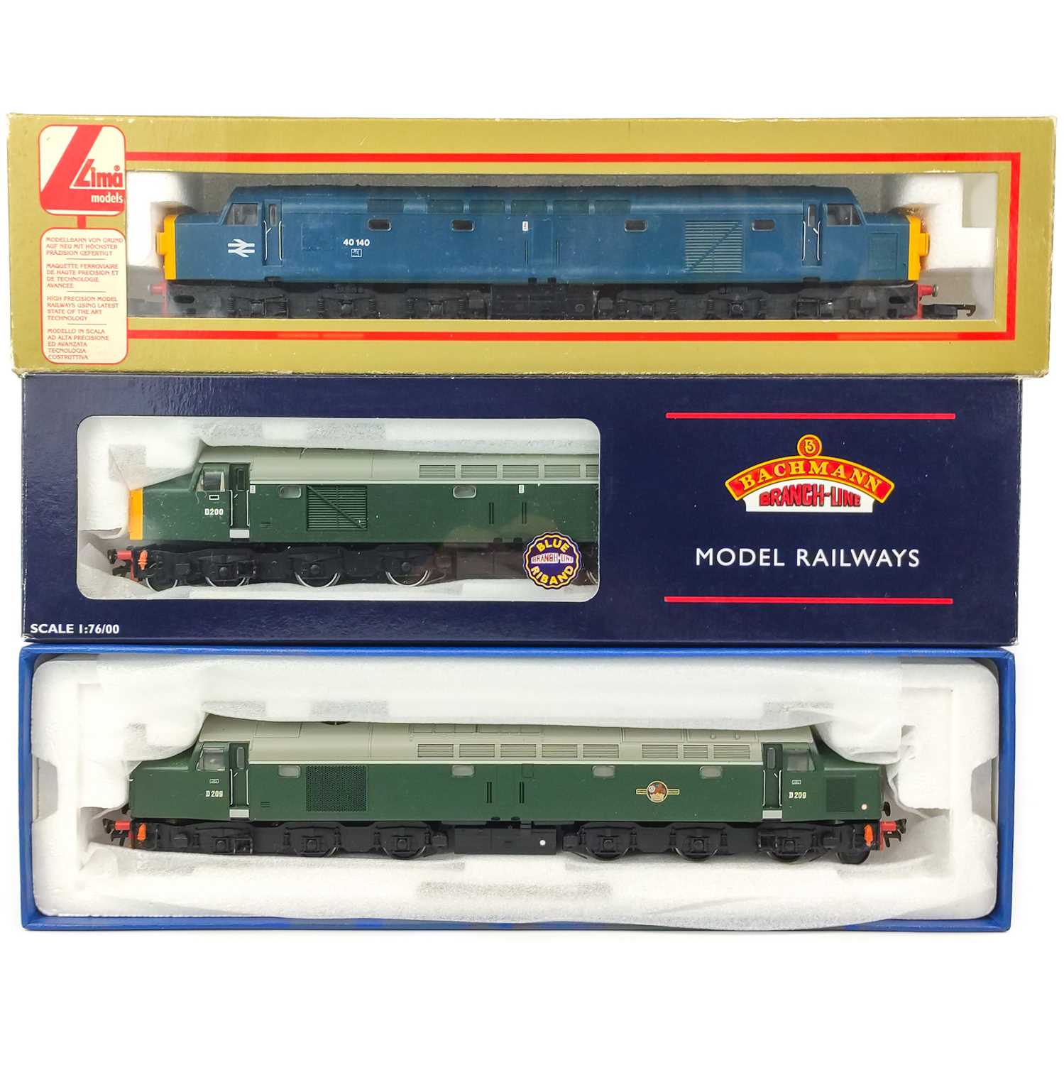 Lot 637 - BR diesels Class 40 (D200 - D399) Bachmann / Lima "00" locomotives (x3)