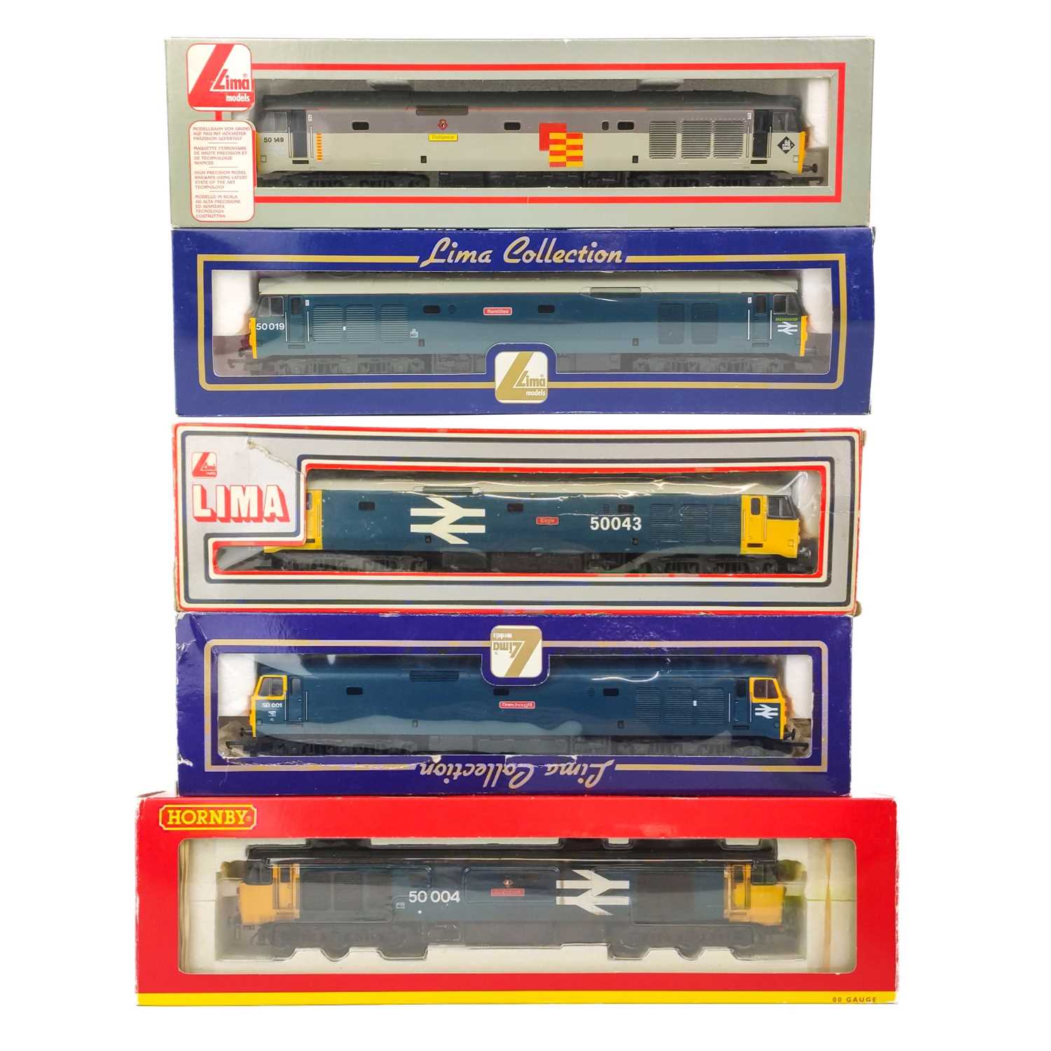 Lot 638 - BR diesels Class 50 (D400-D449) Hornby / Lima various liveries (x5 engines)