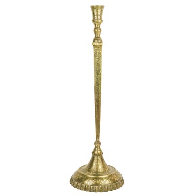 Lot 5 - A large Persian engraved brass candlestick, 18th century.