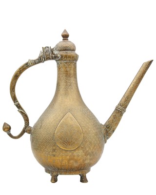 Lot 8 - A Mughal brass ewer, Deccan, Central India, 18th century