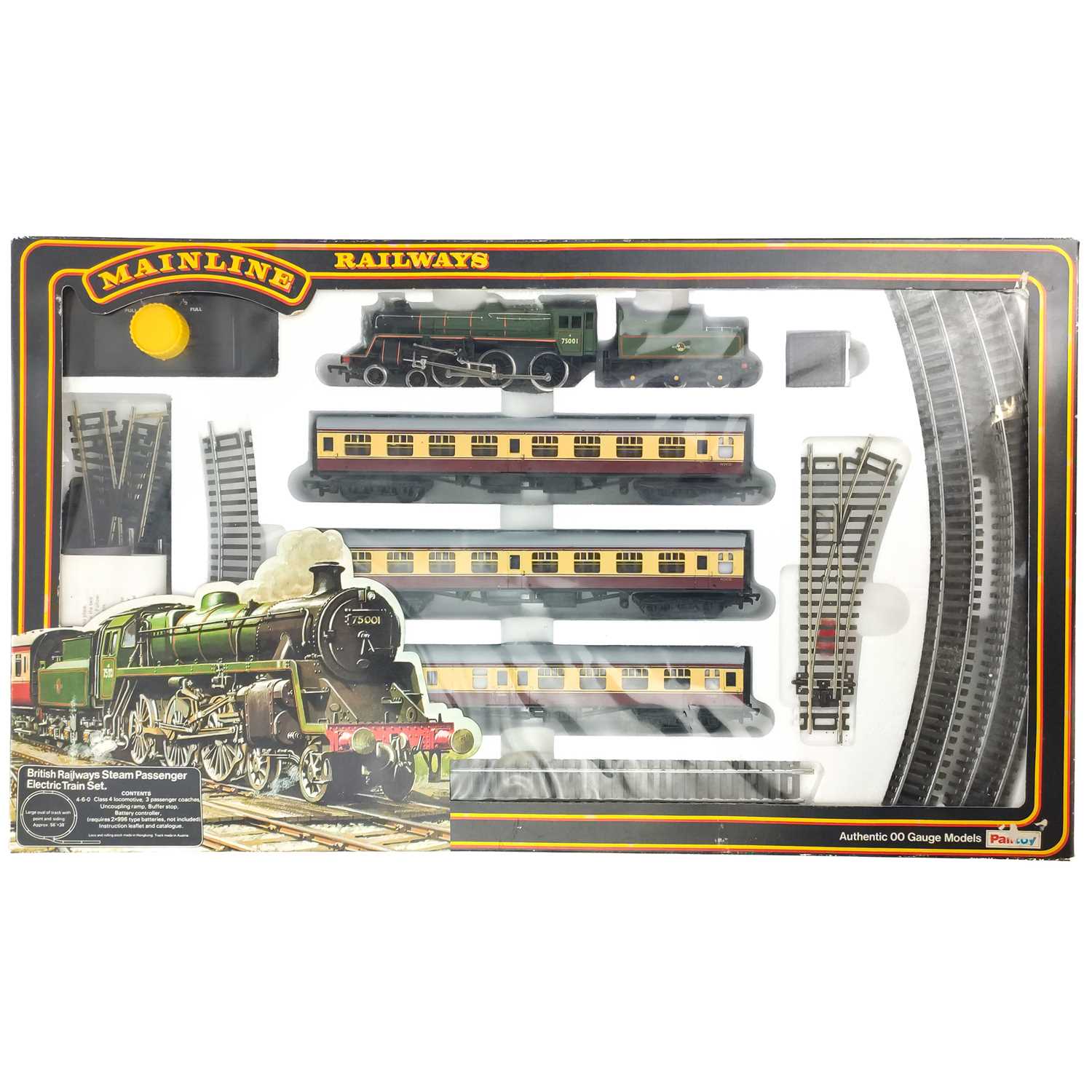 wooden train and road set