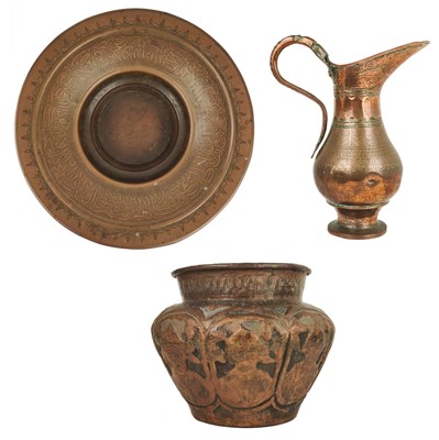 Lot 21 - A Persian copper jug, 19th century.