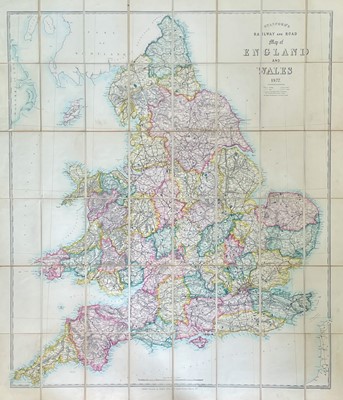 Lot 648 - Early Railway Maps - Stanford's Railway and Road Map of England and Wales dated 1877