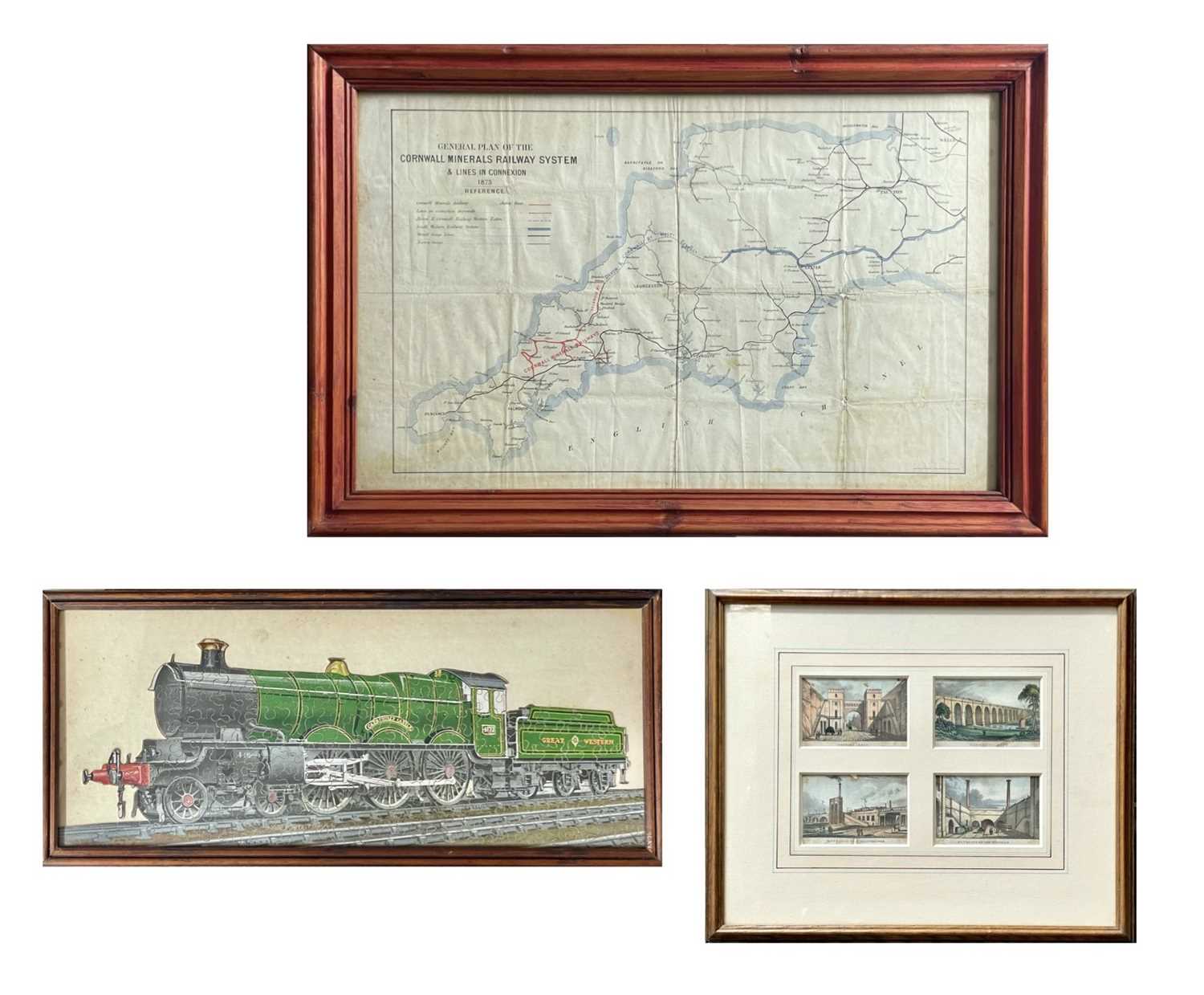 Lot 653 - Cornwall Interest: Cornish Mineral Railways Map, GWR wooden jigsaw and early engravings