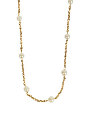 Lot 63 - A 14ct gold rope twist and pearl necklace.