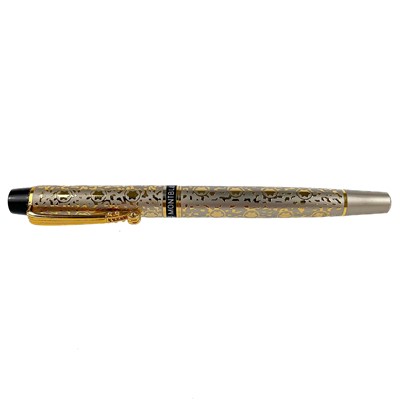 Lot 243 - A Mont Blanc rollerball pen with silver and gold plated case with violin neck clip.