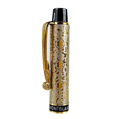 Lot 243 - A Mont Blanc rollerball pen with silver and gold plated case with violin neck clip.