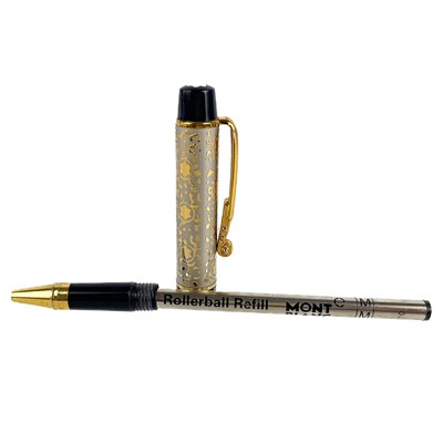 Lot 243 - A Mont Blanc rollerball pen with silver and gold plated case with violin neck clip.