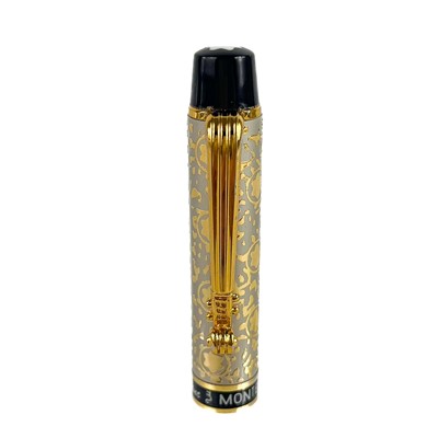Lot 243 - A Mont Blanc rollerball pen with silver and gold plated case with violin neck clip.
