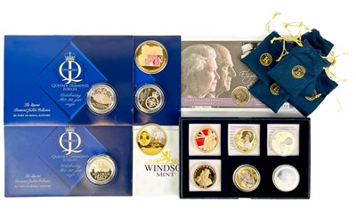 Lot 150 - Great Britain & world crown sized coins, medallions and "Last of the Sixpences" cased set
