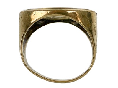 Lot 46 - A 9ct gold-mounted 1976 full sovereign coin ring.