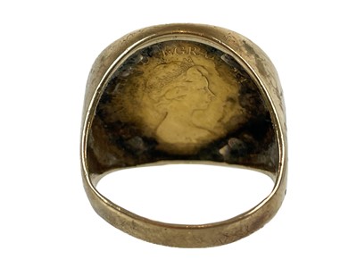 Lot 46 - A 9ct gold-mounted 1976 full sovereign coin ring.