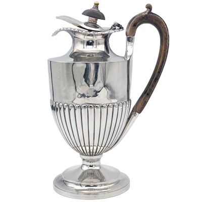 Lot 38 - A Victorian silver pedestal half-fluted wine ewer by Charles Stuart Harris.