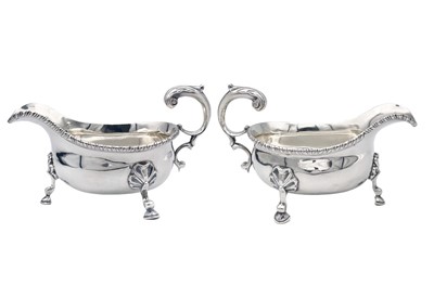 Lot 36 - A good pair of George V silver Georgian style sauce boats by D & J Wellby Ltd.