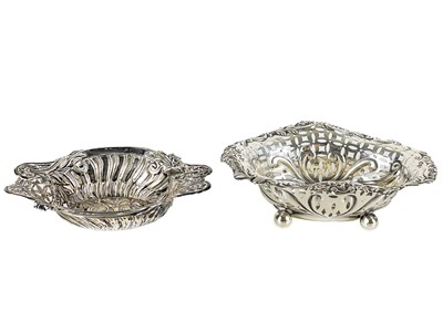 Lot 105 - Two Victorian silver embossed and pierced bonbon dishes.