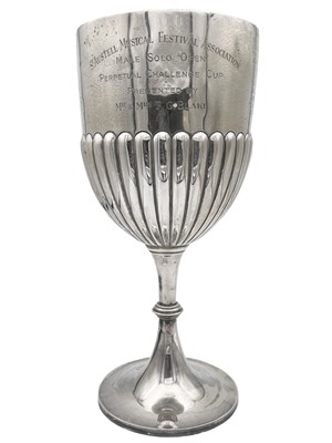 Lot 162 - An Edwardian silver large pedestal trophy cup.