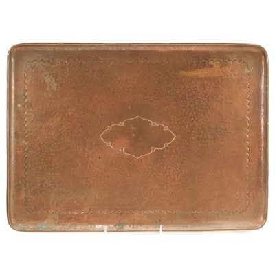 Lot 58 - A Newlyn copper rectangular tray.