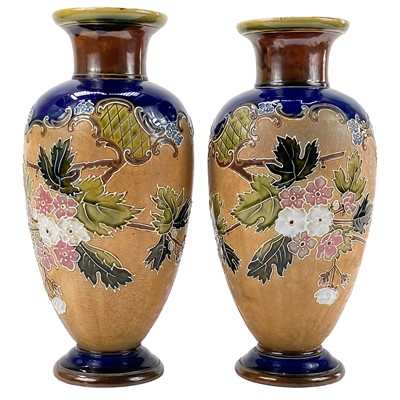 Lot 317 - A pair of Doulton Lambeth Slater's patent stoneware vases.