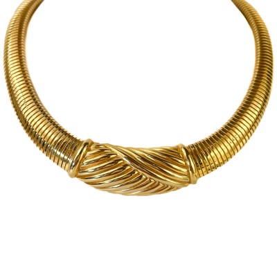 Lot 474 - Christian Dior Bijoux 1980s gold plated omega snake link choker necklace.