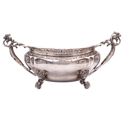 Lot 193 - An extraordinary Edwardian silver oblong twin handled bowl by Elkington & Co.