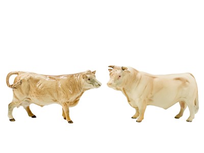 Lot 224 - A Beswick pottery Charolais Bull and Cow.