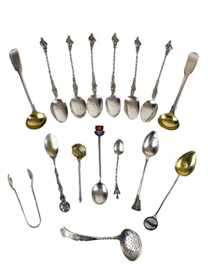 Lot 176 - A Victorian imported silver set of six figural demitasse spoons by Samuel Boyce (or Boaz) Landeck.