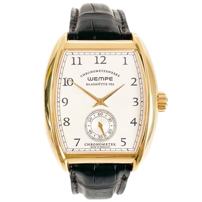 Lot 168 - A Wempe Glashutte 18ct gold-cased chronometer gentleman's manual wind wristwatch.