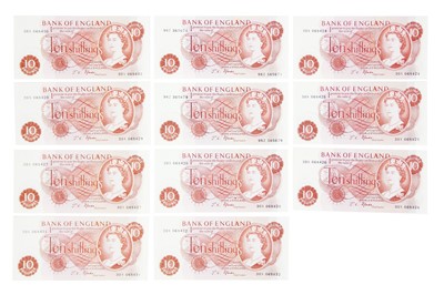 Lot 26 - J.S. Fforde 10 shilling notes EF - UNC grade (x11)