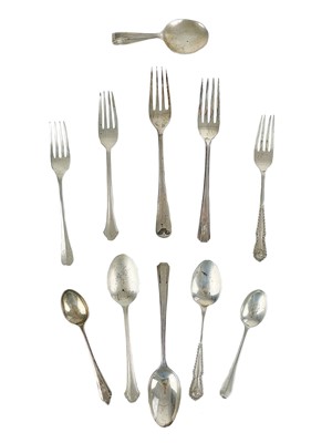 Lot 194 - A selection of silver hallmarked spoons and dessert forks.