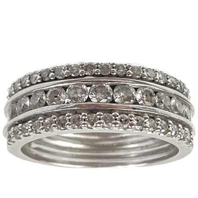 Lot 147 - A contemporary 14ct white gold diamond set ring.